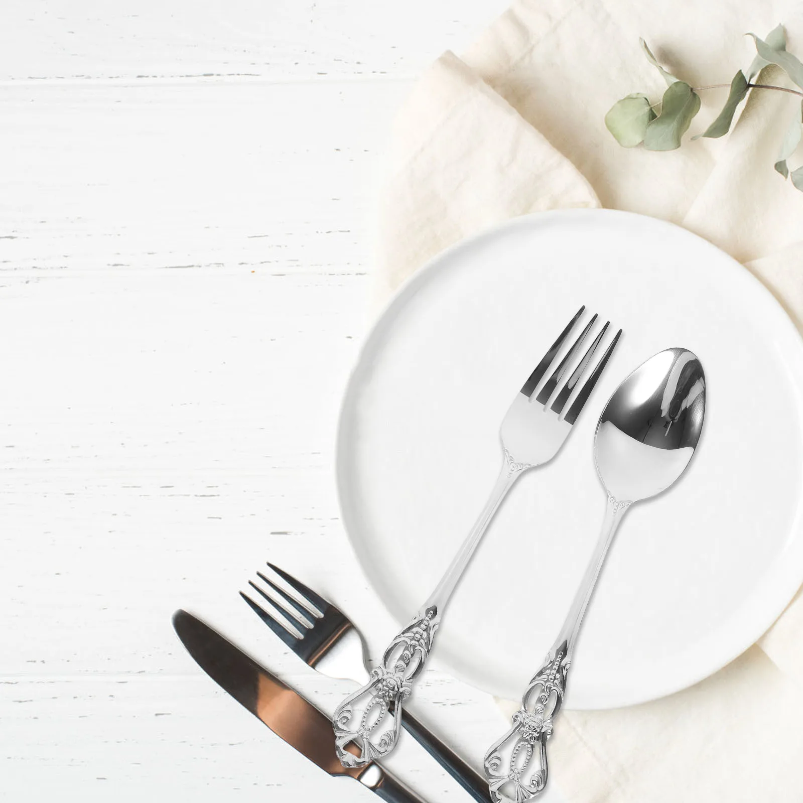 1 Set Stainless Steel Flatware Set Silverware Kit Spoon Fork Cutter Heat Resistant Portable Camping Utensils Vintage
1 Set Stainless Steel Flatware Set Silverware Kit Spoon Fork Cutter Heat Resistant Portable Camping Utensils Vintage