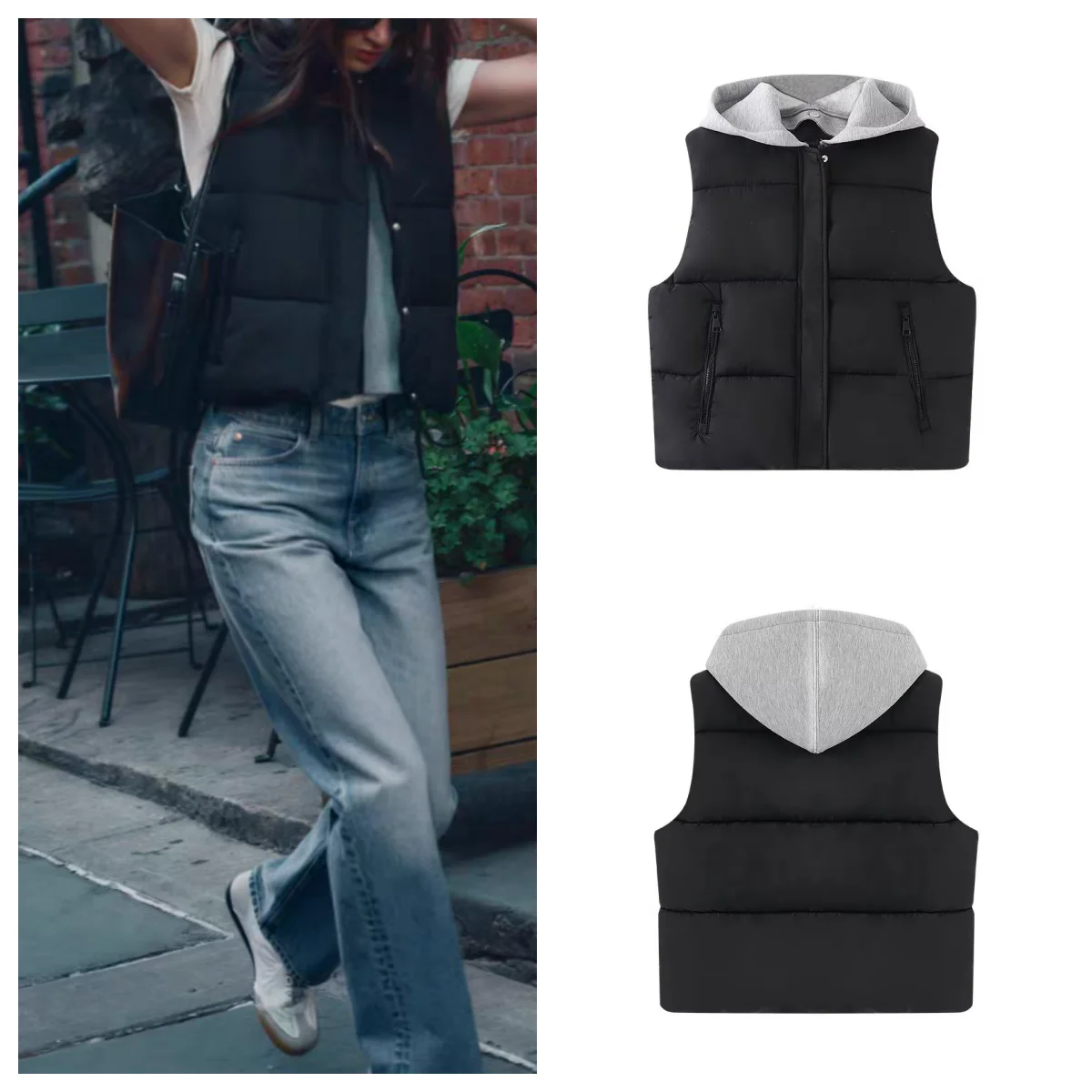 New autumn and winter hooded detachable cotton vest vest for women fashion trend all-match sleeveless vest top
New autumn and winter hooded detachable cotton vest vest for women fashion trend all-match sleeveless vest top