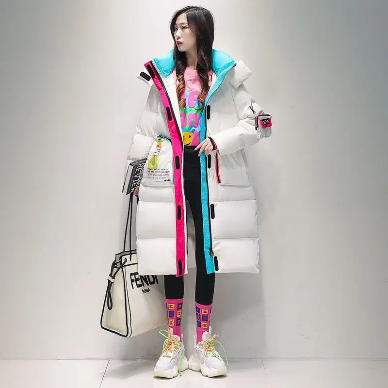 Winter Down Jacket Women White Duck Down Coats Loose Bright Fabric Long Parkas Fashion Patchwork Bread Jacket Casual Loose Parka
Winter Down Jacket Women White Duck Down Coats Loose Bright Fabric Long Parkas Fashion Patchwork Bread Jacket Casual Loose Parka
