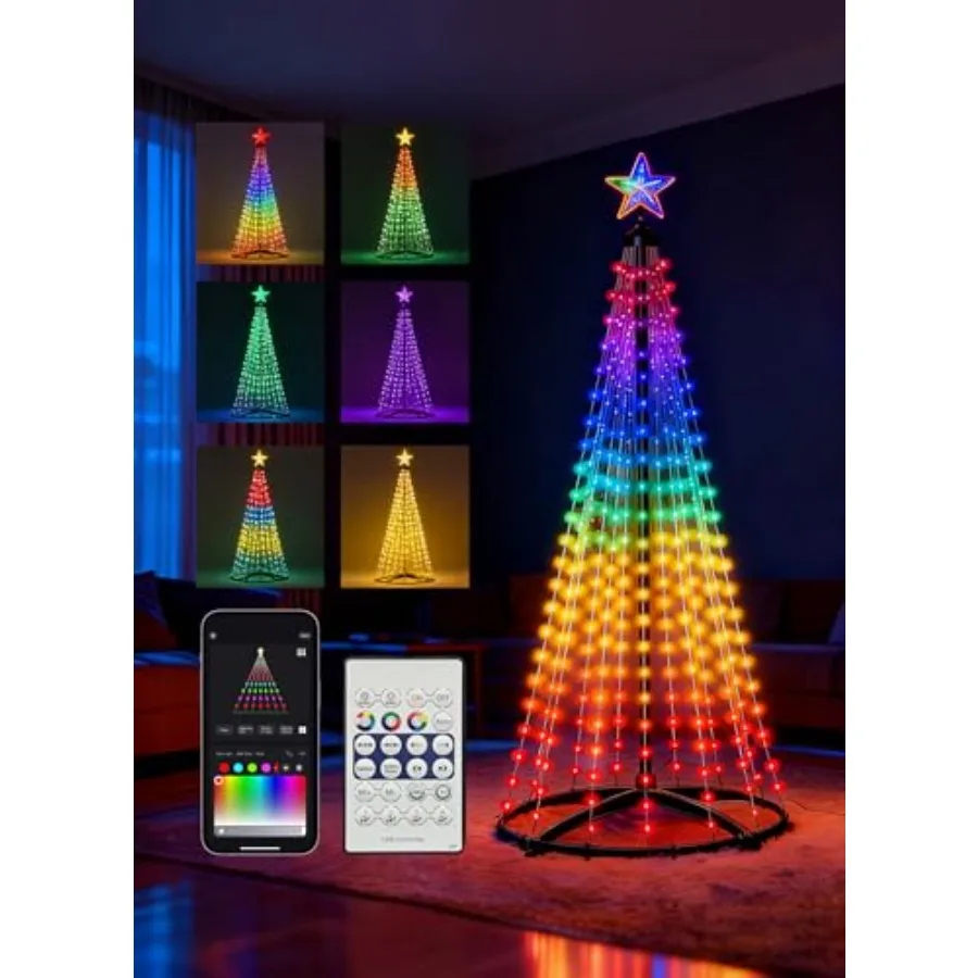 6Feet Christmas Cone Tree, Smart RGB LED Lights with App and Remote Control, Music-synced and DIY Multicolor String Lights, Ind
6Feet Christmas Cone Tree, Smart RGB LED Lights with App and Remote Control, Music-synced and DIY Multicolor String Lights, Ind