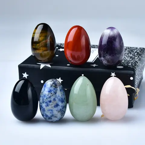 5pc/bag Natural Amethyst Rose Quartz Egg Polished Healed Jade Crystal Egg Mineral Ball Women Kegel Exercise Health Care Massag