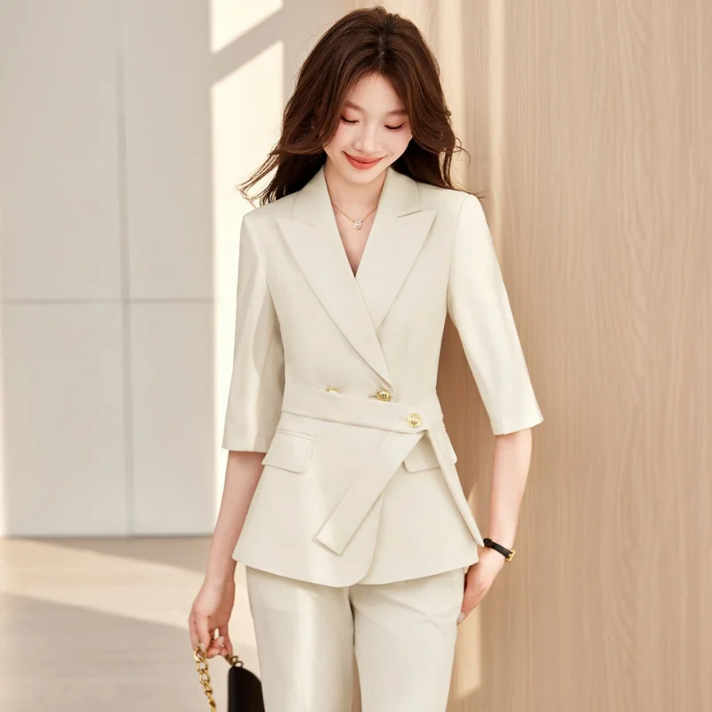 Off-white women's suit2026New Spring/Summer Elegant Waist-Cinching Professional Manager Formal Wear for Jewelry Store
Off-white women's suit2026New Spring/Summer Elegant Waist-Cinching Professional Manager Formal Wear for Jewelry Store