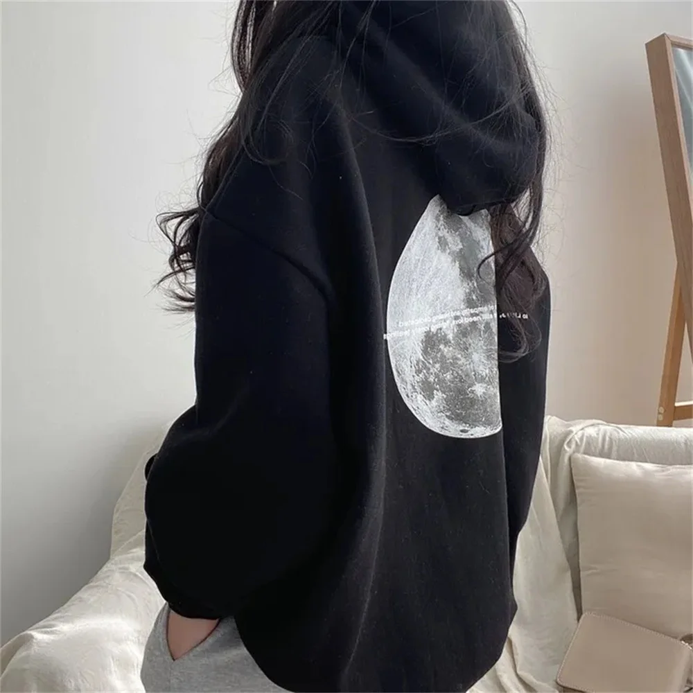 Moon Pattern Thin Hoodie Women's Spring Autumn Loose Winter Fleece Korean Style Overhead Lazy Style Jacket Thin Top
Moon Pattern Thin Hoodie Women's Spring Autumn Loose Winter Fleece Korean Style Overhead Lazy Style Jacket Thin Top