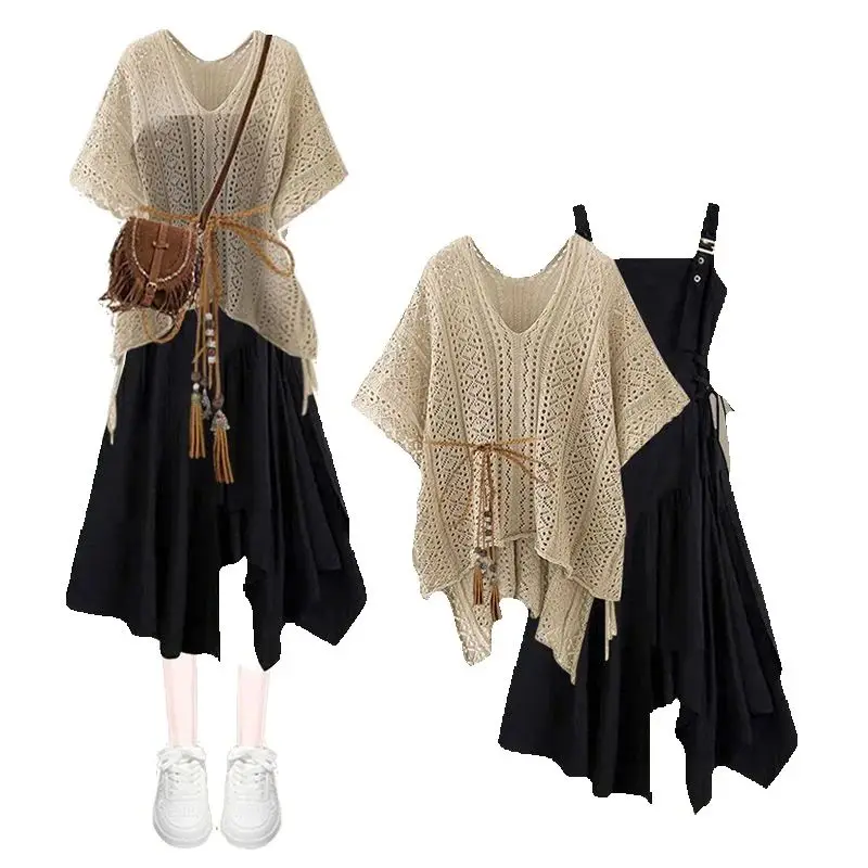 Elegant Hollow Top Skirts Set For Women V-neck Short Sleeve Blouses High Waist Pleated Dress 2025 New Lady Outfits
Elegant Hollow Top Skirts Set For Women V-neck Short Sleeve Blouses High Waist Pleated Dress 2025 New Lady Outfits