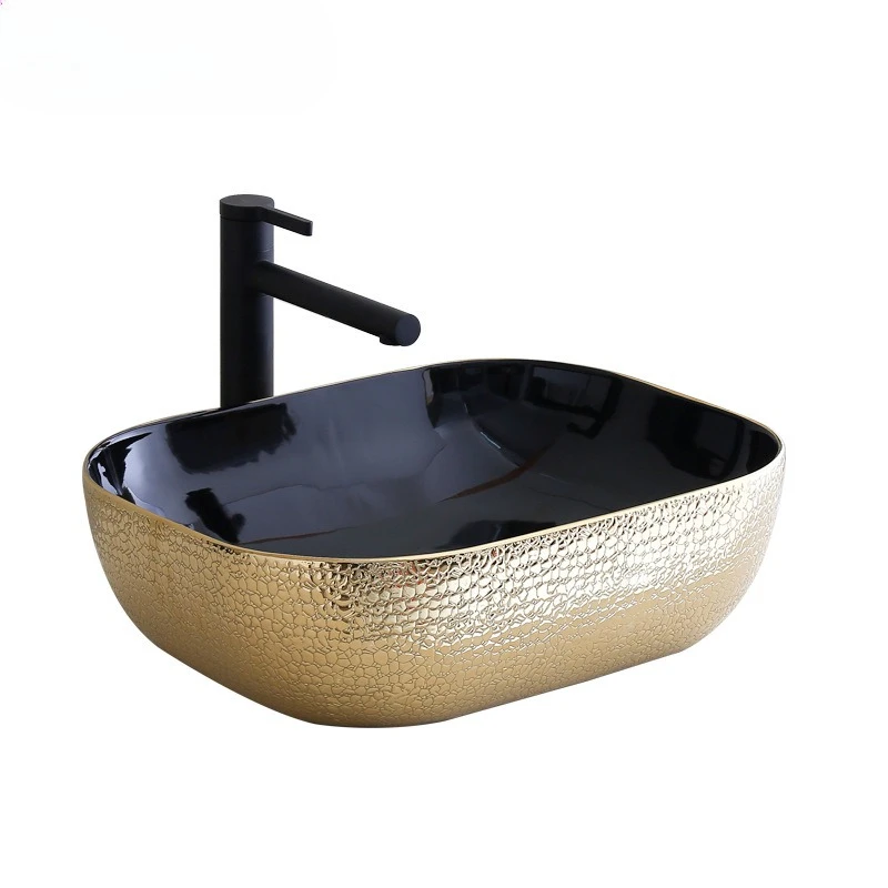 Light luxury countertop ceramic black gold crocodile pattern wash basin hotel bathroom art basin bright black wash
Light luxury countertop ceramic black gold crocodile pattern wash basin hotel bathroom art basin bright black wash