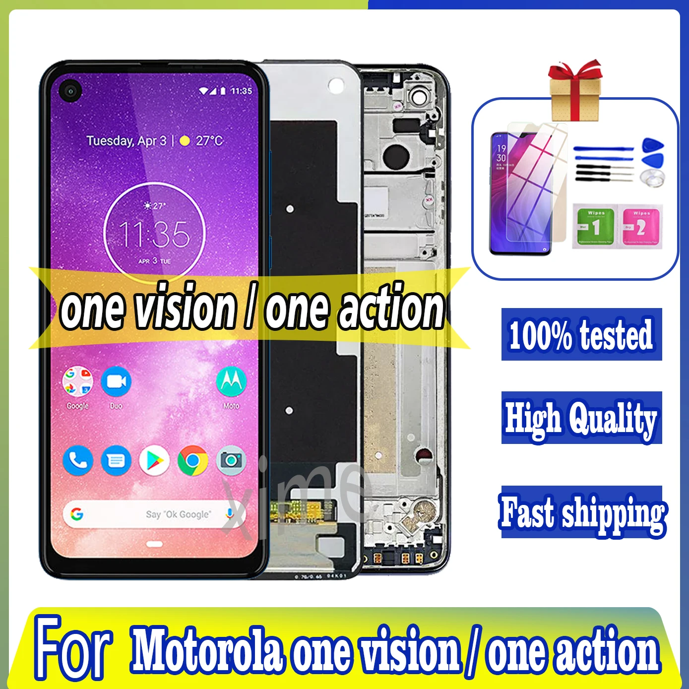 6,3 "Оригинальный ЖК-дисплей для Motorola One Vision LCD P50 XT1970, ЖК-дисплей, сенсорный экран One Action XT2013, дигитайзер в сборе, сменный
6,3 "Оригинальный ЖК-дисплей для Motorola One Vision LCD P50 XT1970, ЖК-дисплей, сенсорный экран One Action XT2013, дигитайзер в сборе, сменный