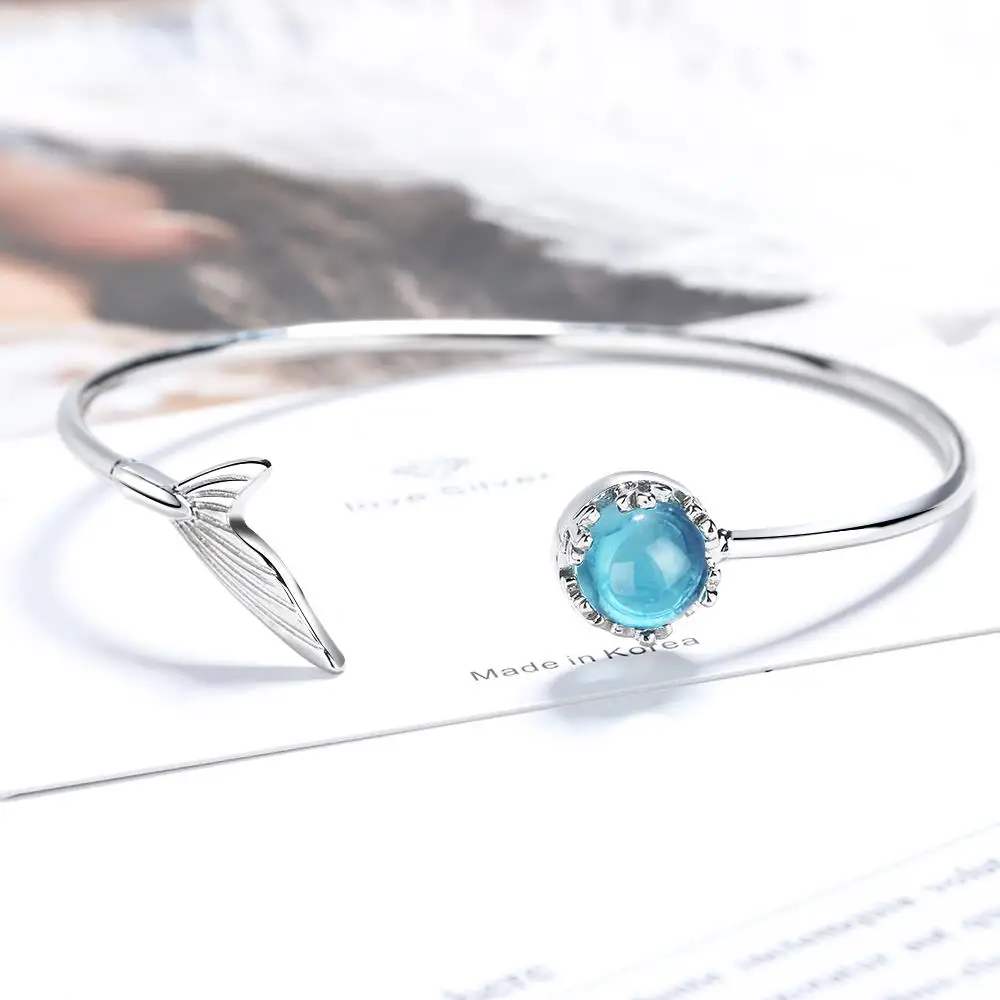 Round Genuine Blue Topaz 925 Sterling Silver Tail Fish Bubble Open Bangle for Women Fashion Gemstone Jewelry Party Gift
Round Genuine Blue Topaz 925 Sterling Silver Tail Fish Bubble Open Bangle for Women Fashion Gemstone Jewelry Party Gift