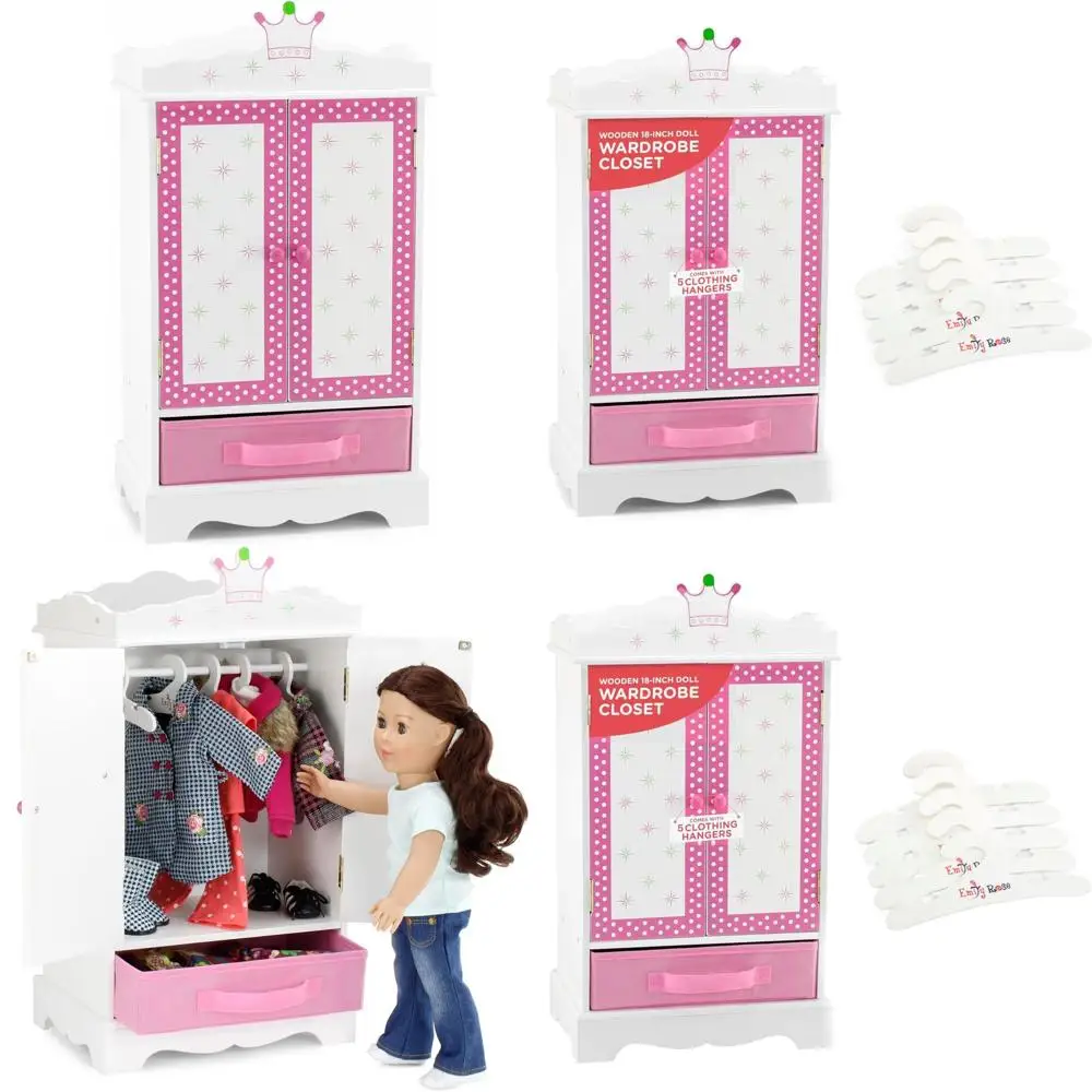18 Doll Armoire by Wish Crown - 5 Hangers, Fits American Girl Outfits & Accessories
18 Doll Armoire by Wish Crown - 5 Hangers, Fits American Girl Outfits & Accessories