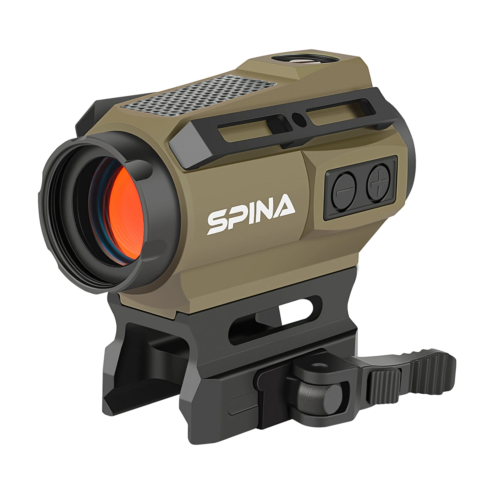 SPINA OTCIS Tactical Solar Energy Waterproof Tan Red Dot Sight Scope with 2 Reticels and Shockproof Features
SPINA OTCIS Tactical Solar Energy Waterproof Tan Red Dot Sight Scope with 2 Reticels and Shockproof Features