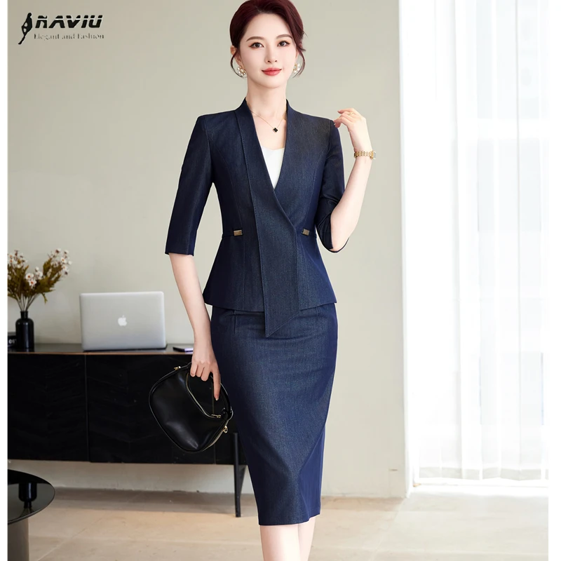 NAVIU New Spring Summer Female Elegant Women Skirt Suits Apricot Navy Blue Blazer And Skirt Business Office Lady 2 Pieces Set
NAVIU New Spring Summer Female Elegant Women Skirt Suits Apricot Navy Blue Blazer And Skirt Business Office Lady 2 Pieces Set