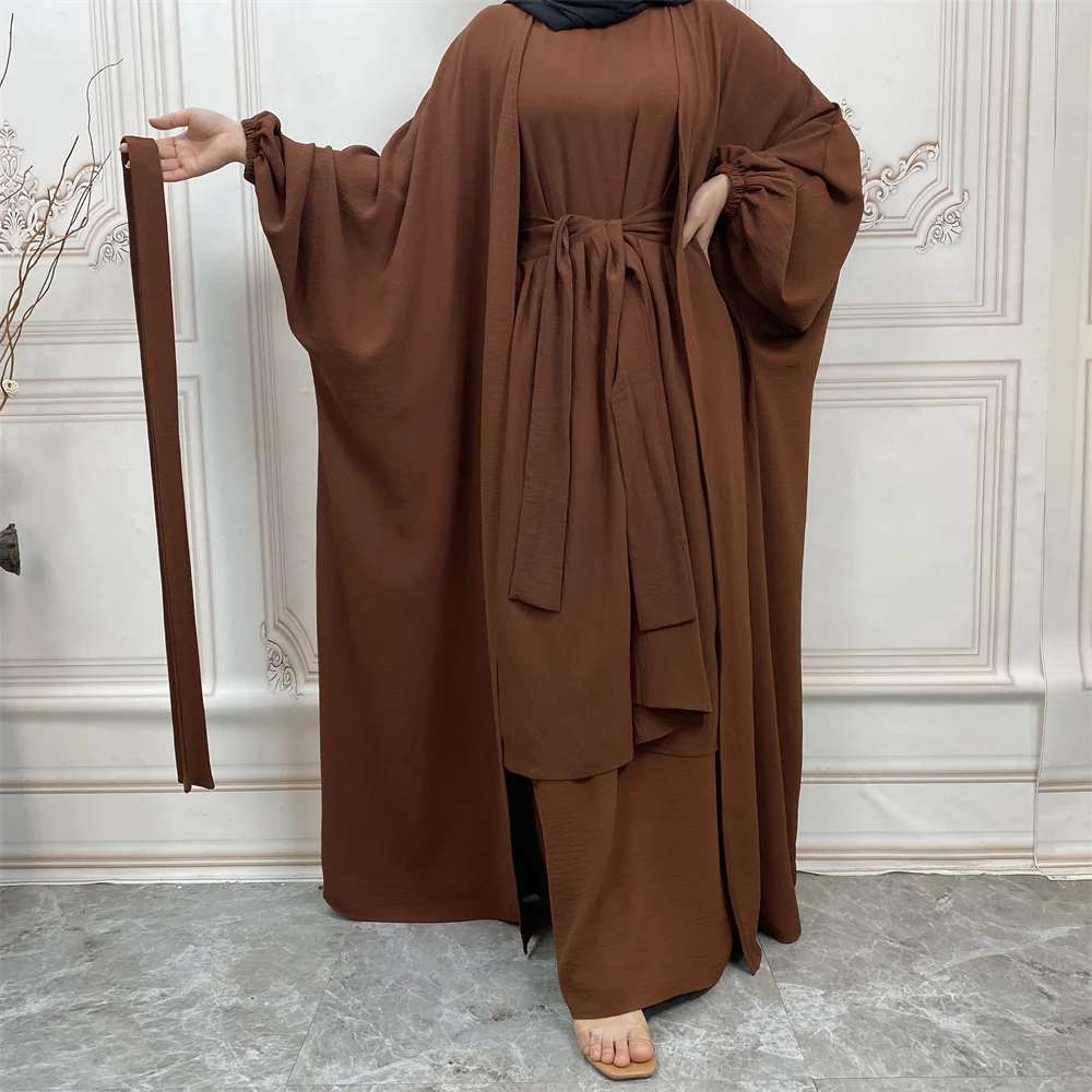 3 Piece Abaya Muslim Sets Crinkle Crepe Open Abayas for Women Dubai Turkey Hijab Dress with Wrap Skirt African Islam Clothing
3 Piece Abaya Muslim Sets Crinkle Crepe Open Abayas for Women Dubai Turkey Hijab Dress with Wrap Skirt African Islam Clothing