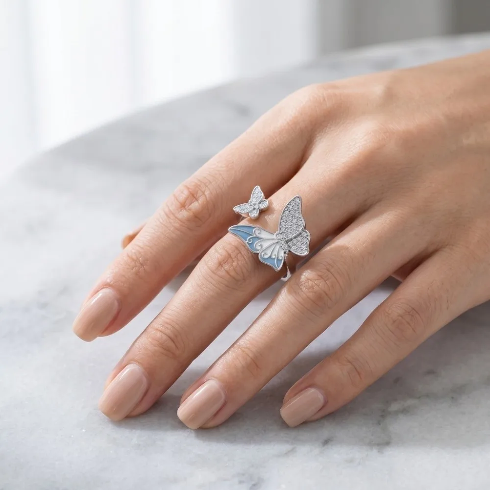Fashion Elegant Butterfly Open Ring Delicate Light Luxury Butterfly Zircon Ring Crystal Enamel Finger Jewelry Girls
Fashion Elegant Butterfly Open Ring Delicate Light Luxury Butterfly Zircon Ring Crystal Enamel Finger Jewelry Girls