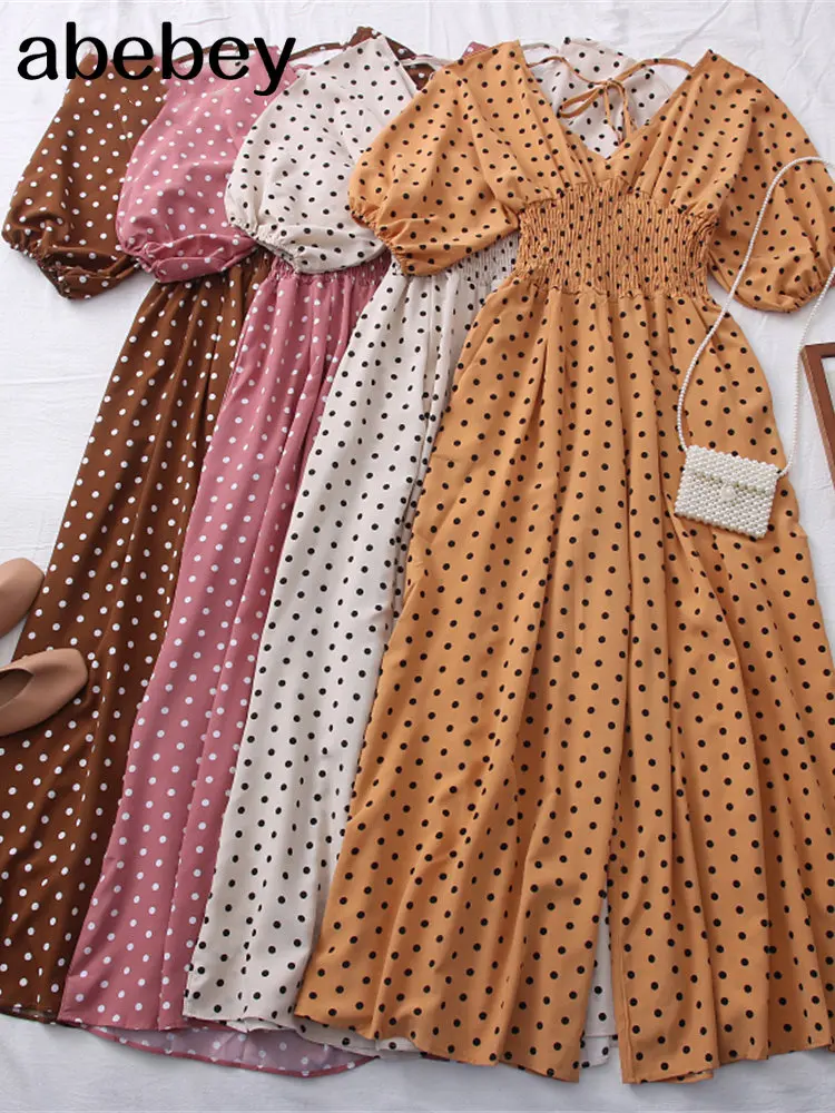 2023 New Spring Summer Fashion dot V-neck Jumpsuit open back strap Jumpsuit high waist slim Puff Sleeve casual Jumpsuit
2023 New Spring Summer Fashion dot V-neck Jumpsuit open back strap Jumpsuit high waist slim Puff Sleeve casual Jumpsuit