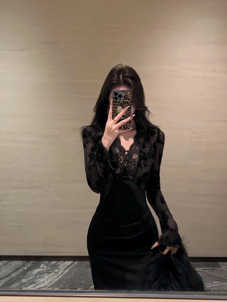 SYJ Shuyijia Lace Splice Bodycon Long Dress for Plump Women Casual Style High Waist V-Neck Long Sleeve Full Coverage Dress
SYJ Shuyijia Lace Splice Bodycon Long Dress for Plump Women Casual Style High Waist V-Neck Long Sleeve Full Coverage Dress