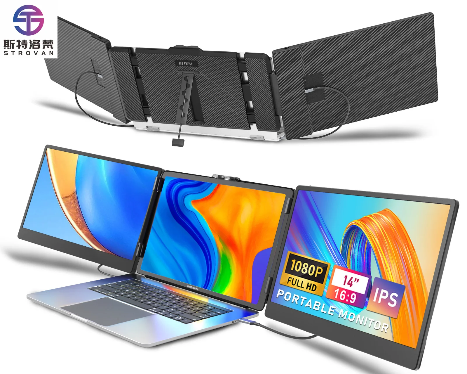 S2 Triple Portable Laptop Screen Extender 14 Inch FHD 1080P IPS Dual Screen Portable Extension for Laptop