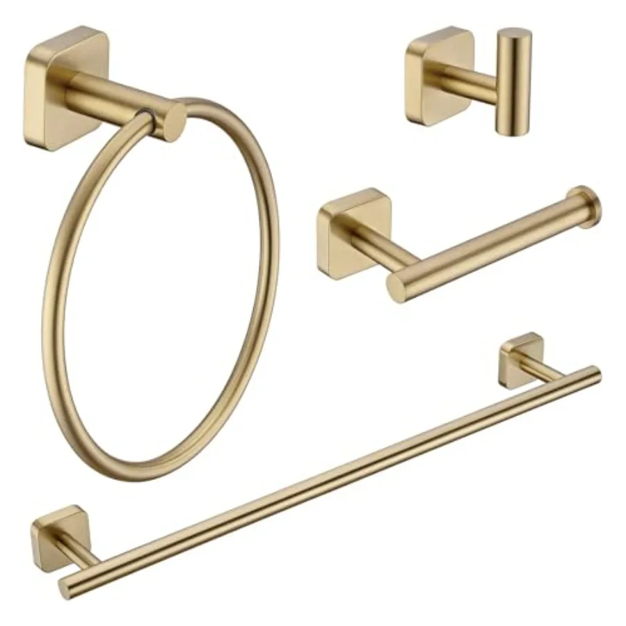 Brushed Gold Towel Bar Set 4 Piece Bathroom Hardware with 23.6" Towel Bar Towel Ring Toilet Paper Holder Robe Hook Stainless St
Brushed Gold Towel Bar Set 4 Piece Bathroom Hardware with 23.6" Towel Bar Towel Ring Toilet Paper Holder Robe Hook Stainless St