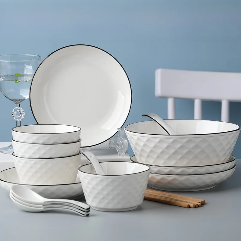 Thiened Underglaze Color Home Use Bowl Plate Set Simple Home Bowl Chopstis Vertical Stripe Surface Soup Bowl Dining Utensils
Thiened Underglaze Color Home Use Bowl Plate Set Simple Home Bowl Chopstis Vertical Stripe Surface Soup Bowl Dining Utensils