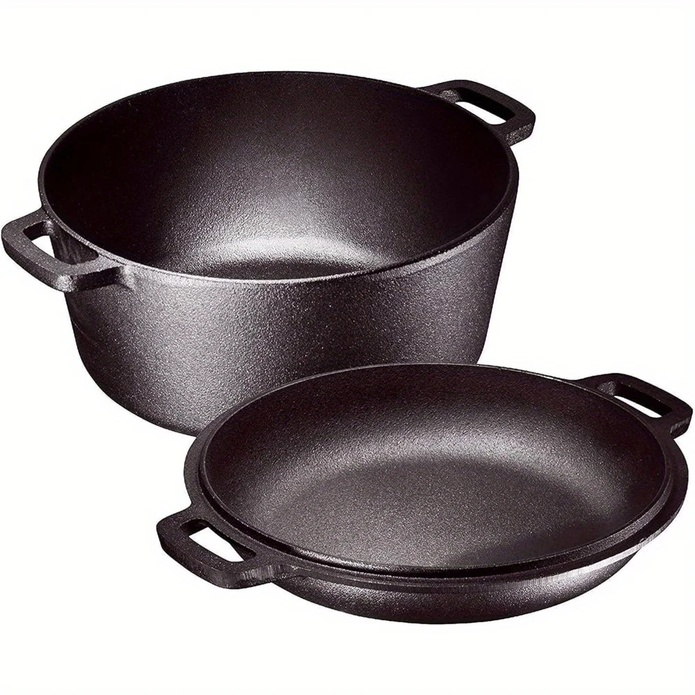 2-In-1 Pre-Seasoned Cast Iron Dutch Oven with Handles - Crock Pot Black Cast Iron Pot with Skillet Lid - All in 1 Cookware Braising Pan for Casserole Dish - 5 Quart - Black
2-In-1 Pre-Seasoned Cast Iron Dutch Oven with Handles - Crock Pot Black Cast Iron Pot with Skillet Lid - All in 1 Cookware Braising Pan for Casserole Dish - 5 Quart - Black