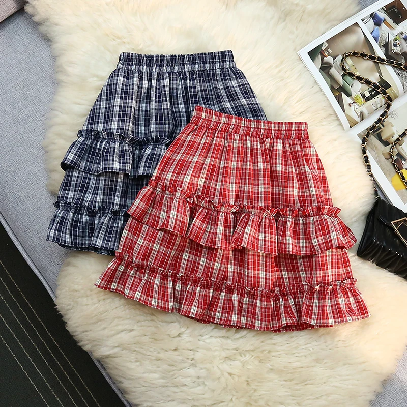 Ruffle Sweet Cake Skirt Women High Waist Loose Patchwork Plaid Mini Skirts Summer Korean Pleated A Line Sexy Short Skirts Female
Ruffle Sweet Cake Skirt Women High Waist Loose Patchwork Plaid Mini Skirts Summer Korean Pleated A Line Sexy Short Skirts Female