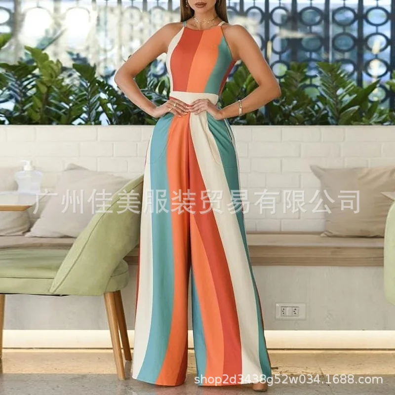 2026 new stock fashionable commuting striped contrasting printed suspender one-piece wide leg pants
2026 new stock fashionable commuting striped contrasting printed suspender one-piece wide leg pants