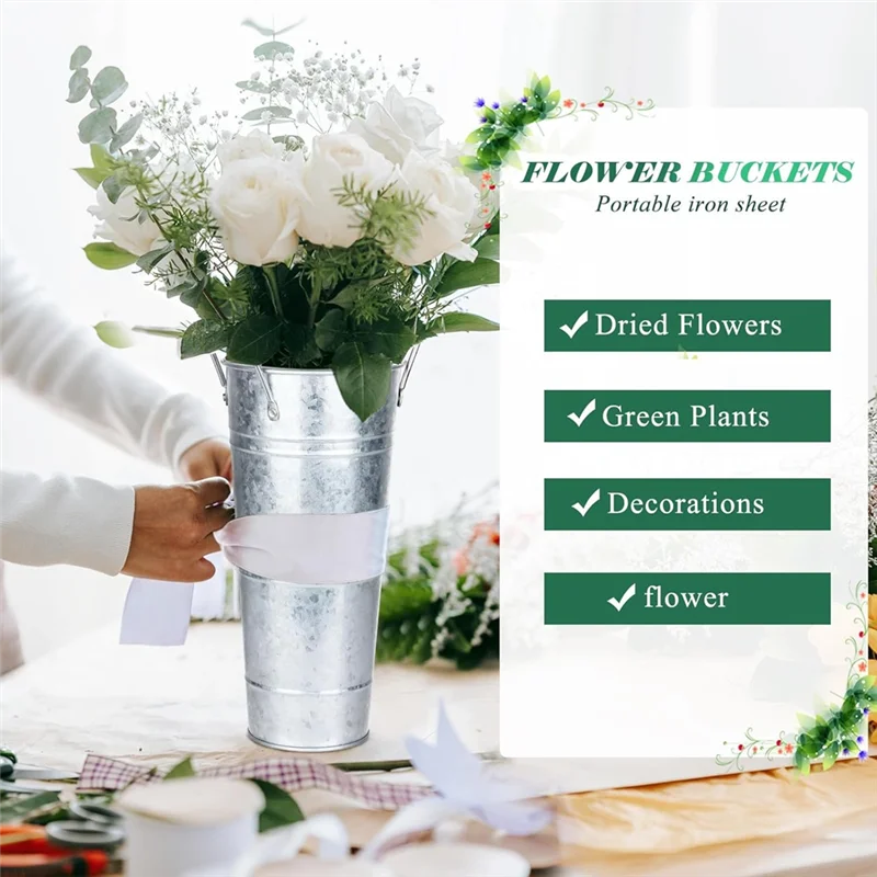 6 Pcs Galvanized Bucket Flower Bar,10 Inch Flower Bucket With Handles, Flower Bar Supplies And Buckets Farmhouse Vases
6 Pcs Galvanized Bucket Flower Bar,10 Inch Flower Bucket With Handles, Flower Bar Supplies And Buckets Farmhouse Vases