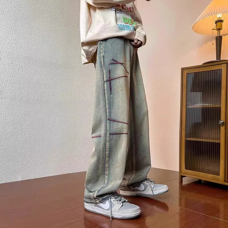 Summer Large Size 300 Pou Men's Jeans American Retro Faded High Street Loose Straight Leg Wide Leg Pants Casual Comfortable
Summer Large Size 300 Pou Men's Jeans American Retro Faded High Street Loose Straight Leg Wide Leg Pants Casual Comfortable
