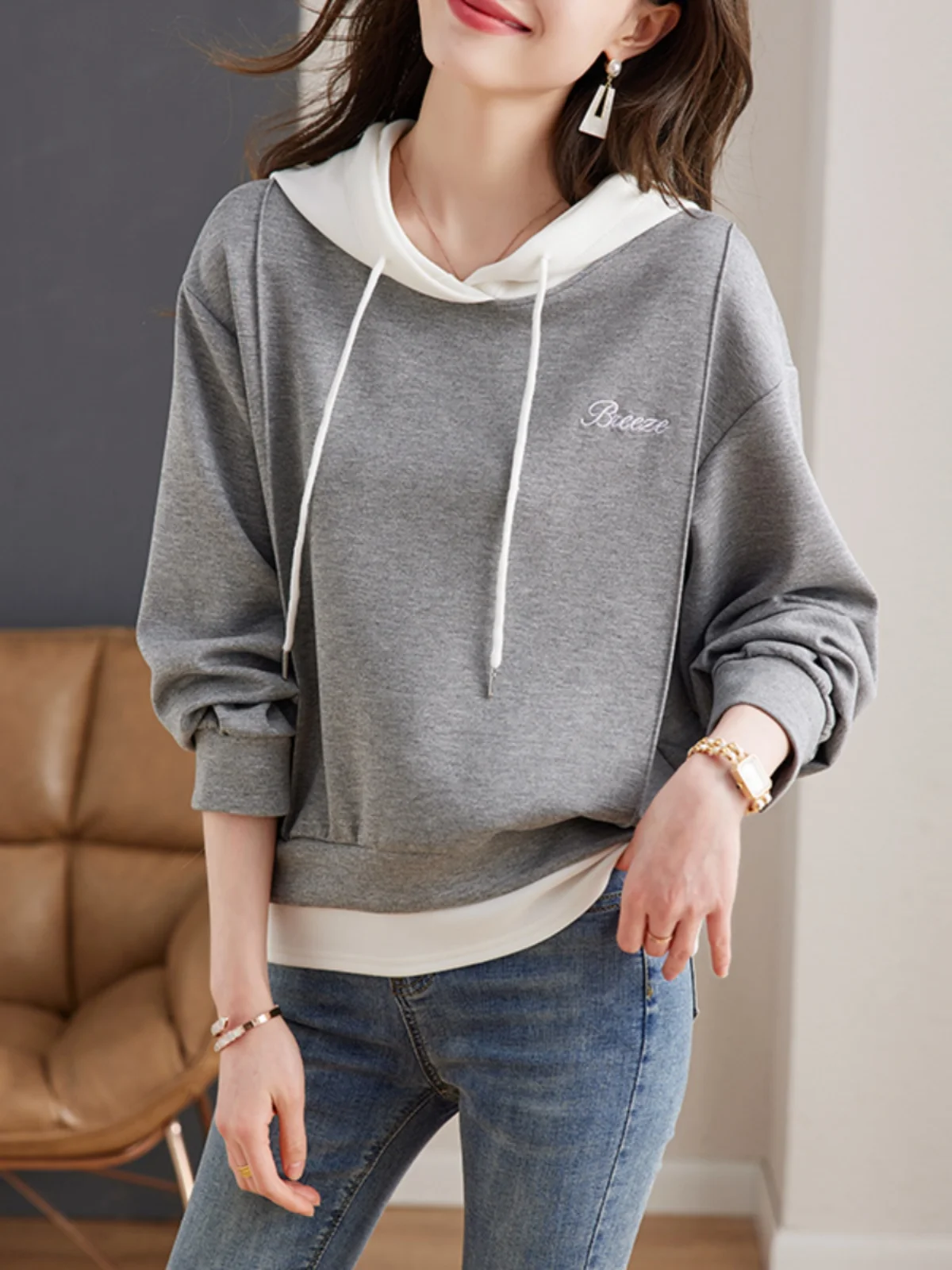 Trendy Long Sleeve Hoodie Women's Clothing Drawstring Spring Autumn Winter New Style Youthful Fashionable Shandong Jimo Top
Trendy Long Sleeve Hoodie Women's Clothing Drawstring Spring Autumn Winter New Style Youthful Fashionable Shandong Jimo Top