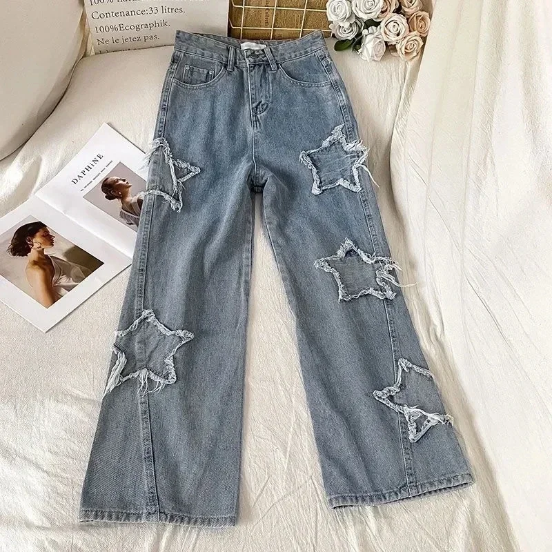 Vintage Star Wide Leg Jeans Women High Waist Casual Chic Straight Trouers Streetwear Korean Fashion Denim Pants Women's Clothing
Vintage Star Wide Leg Jeans Women High Waist Casual Chic Straight Trouers Streetwear Korean Fashion Denim Pants Women's Clothing
