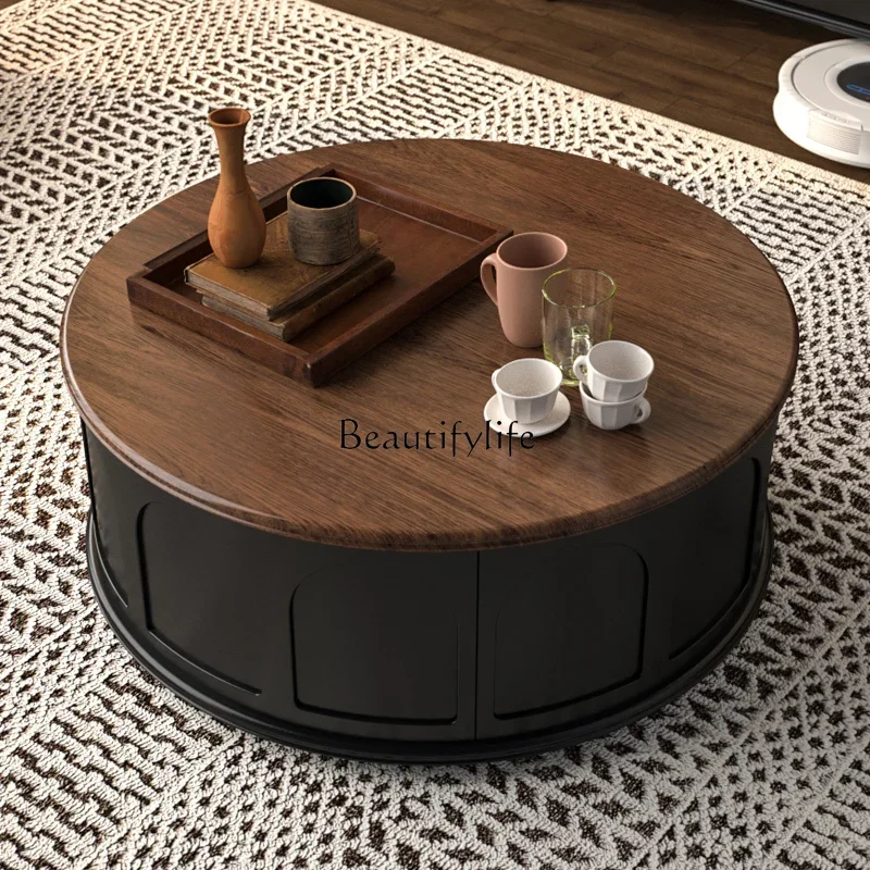 French retro style small coffee table solid wood American retro style creative medieval living room household round coffee table
French retro style small coffee table solid wood American retro style creative medieval living room household round coffee table
