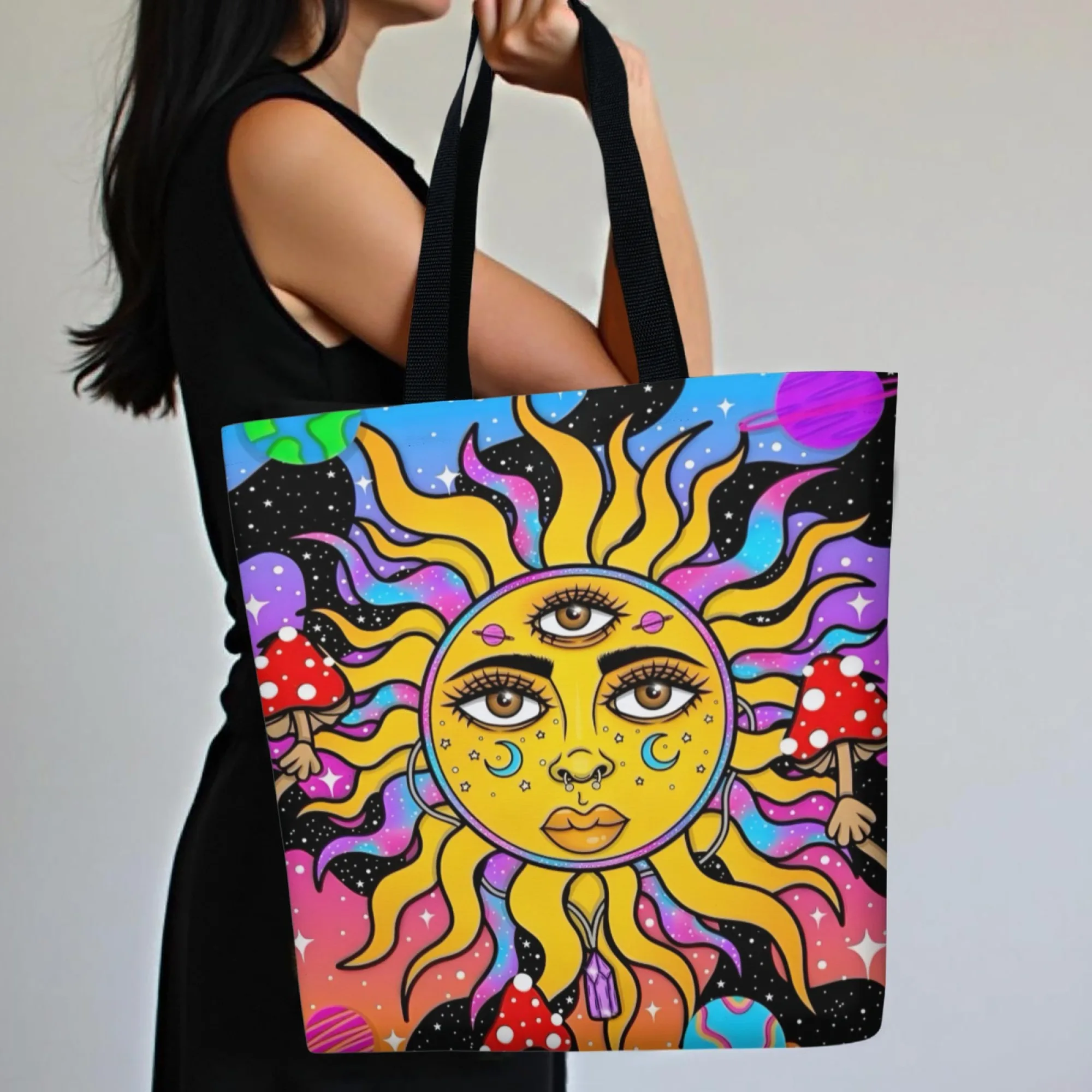 Mysterious and Fantastical Sun and Star Print Canvas Tote Bag Novel and Vibrant Colors Daily Study and Shopping Shoulder Bag
Mysterious and Fantastical Sun and Star Print Canvas Tote Bag Novel and Vibrant Colors Daily Study and Shopping Shoulder Bag