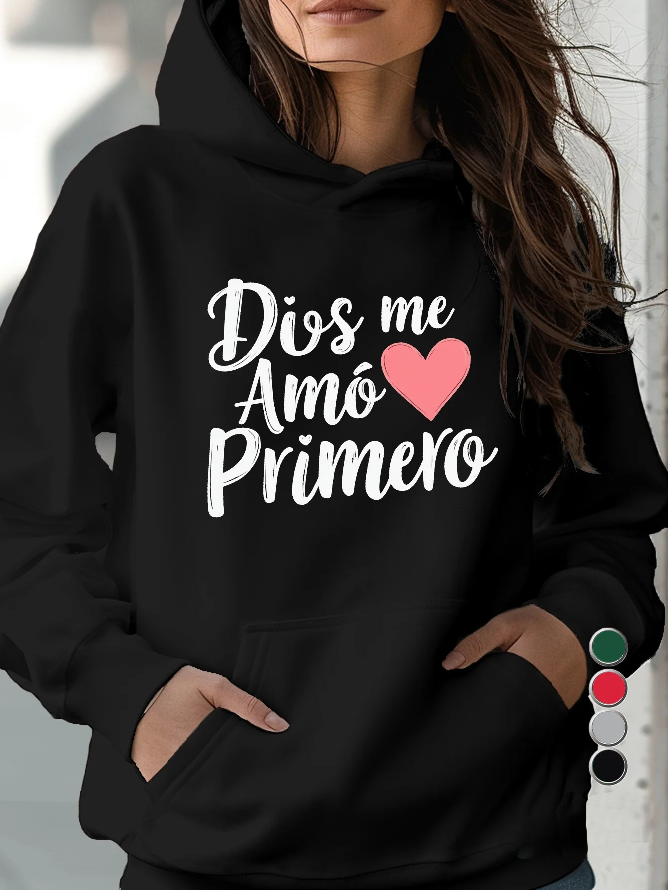Casual hooded sweatshirt, featuring the elegant "Dios Me Amó" font and heart-shaped design - geometric pattern, front pocket
Casual hooded sweatshirt, featuring the elegant "Dios Me Amó" font and heart-shaped design - geometric pattern, front pocket