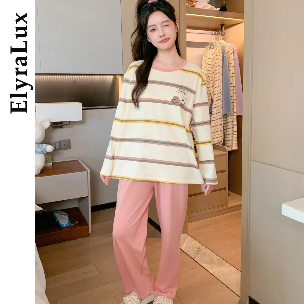 ElyraLux, весенне-осенняя пижама с длинными рукавами, женский комплект одежды для сна, свободная удобная домашняя одежда, верхняя одежда, комплекты брюк, пижама
ElyraLux, весенне-осенняя пижама с длинными рукавами, женский комплект одежды для сна, свободная удобная домашняя одежда, верхняя одежда, комплекты брюк, пижама 