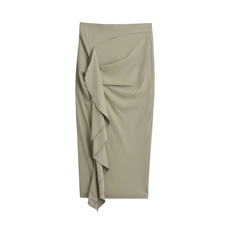 Summer Women Front Pleats Ruffle High Waist Package Hip Midi Skirt
Summer Women Front Pleats Ruffle High Waist Package Hip Midi Skirt