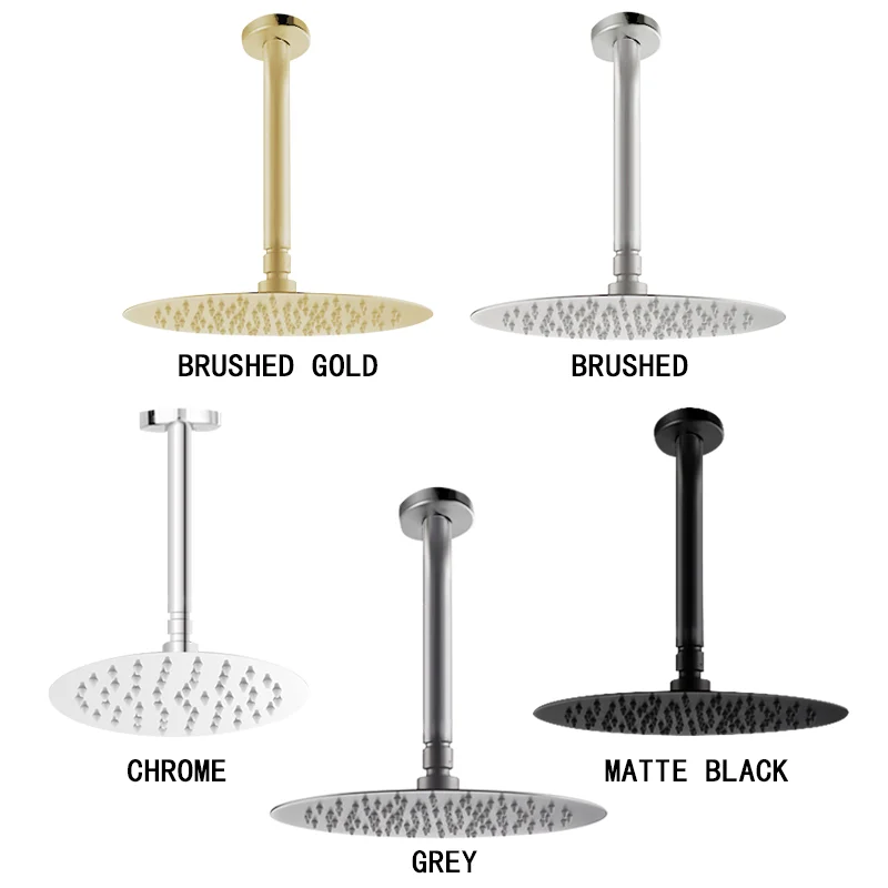 Bathroom Overhead Ceiling Mounted Shower Arm and Head Ultra Thin Gold Black Rainfall Sprinkler Spar 8/10/12'' Round Shower Head
Bathroom Overhead Ceiling Mounted Shower Arm and Head Ultra Thin Gold Black Rainfall Sprinkler Spar 8/10/12'' Round Shower Head