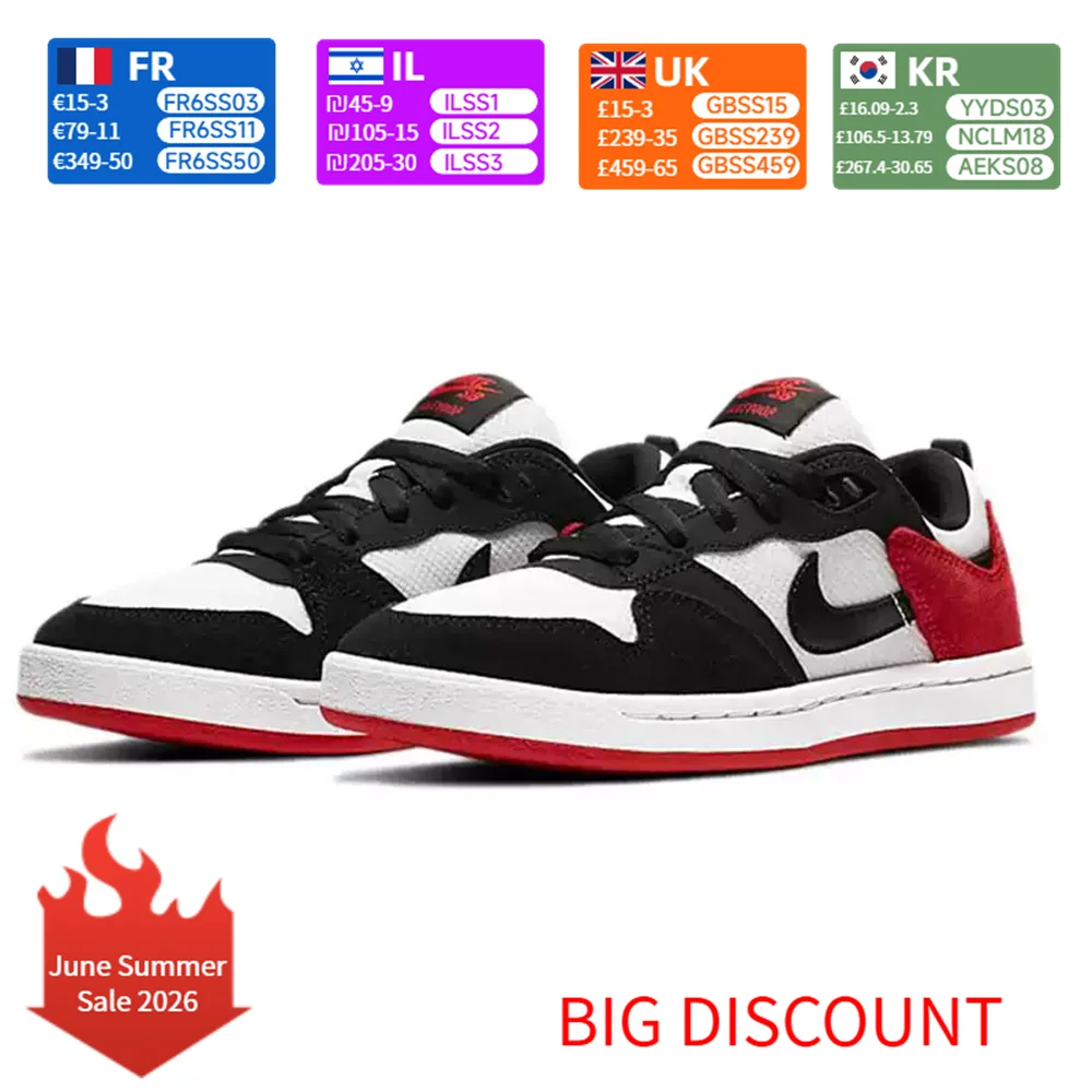 Nike SB Alleyoop Suede Low-Top Skate Shoes for Men in Black, White, and Red CJ0882-102
Nike SB Alleyoop Suede Low-Top Skate Shoes for Men in Black, White, and Red CJ0882-102