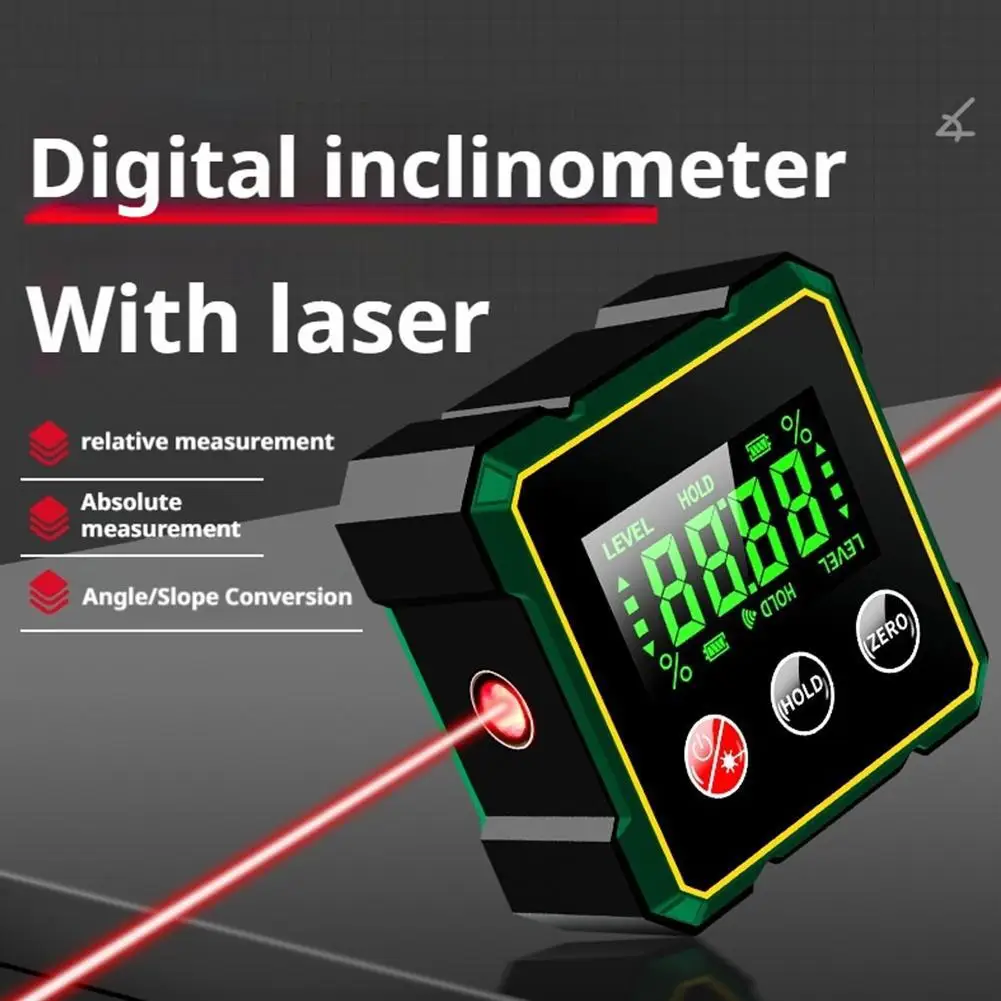 Magnetic Digital Angle Finder with Electronic Laser Dot 1/4 sided Magnet Mini Electronic Protractor Digital Display Inclinometer
Magnetic Digital Angle Finder with Electronic Laser Dot 1/4 sided Magnet Mini Electronic Protractor Digital Display Inclinometer