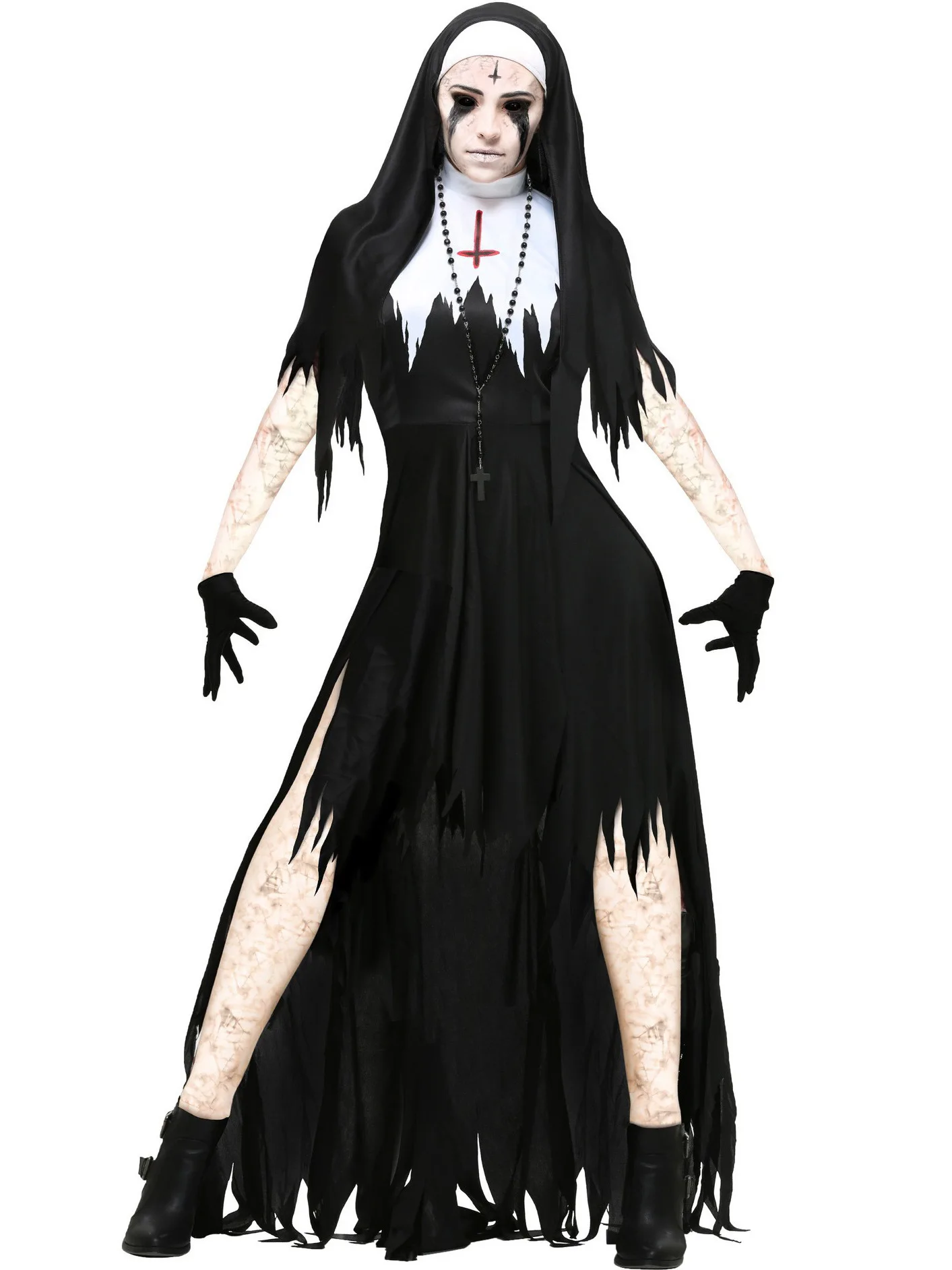 Halloween Zombie Nun Witch Costume Women's Traditional Chinese Stage Performance Clothing Zombie Nun Outfit for Women
Halloween Zombie Nun Witch Costume Women's Traditional Chinese Stage Performance Clothing Zombie Nun Outfit for Women