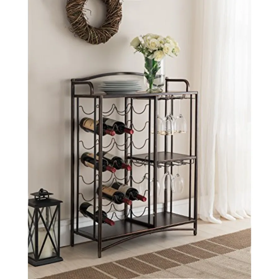 - 21 Bottle Floor Bar Cabinet with Wine Storage and Glass Holder, Brushed Copper
- 21 Bottle Floor Bar Cabinet with Wine Storage and Glass Holder, Brushed Copper