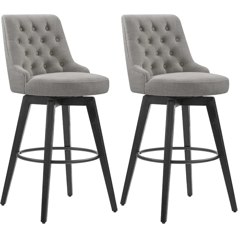 Bar Stools, 360° Swivel Upholstered Bar Stool with Back, 30" H Bar Height Barstools, Set of 2, Performance Fabric in Flint Grey
Bar Stools, 360° Swivel Upholstered Bar Stool with Back, 30" H Bar Height Barstools, Set of 2, Performance Fabric in Flint Grey