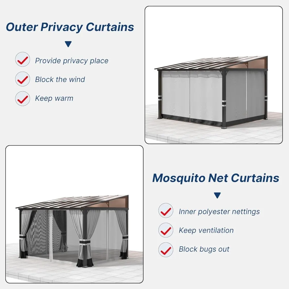 10 FT X 12 FT Lean to Gazebo 3-in-1 Outdoor Gazebo with Sloped Roof Wall Mounted Customizable Outdoor Shelter
10 FT X 12 FT Lean to Gazebo 3-in-1 Outdoor Gazebo with Sloped Roof Wall Mounted Customizable Outdoor Shelter