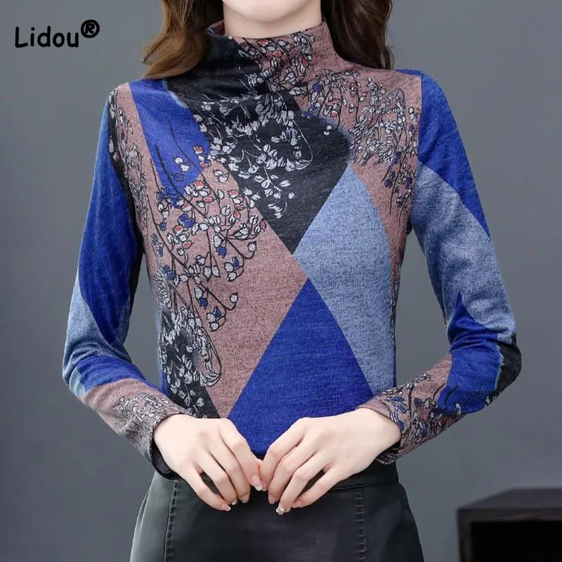 Fashion Vintage Printed Warm Half High Collar Tops 2023 Autumn Winter Women's Clothing Thick All-match Slim Long Sleeve T-shirt
Fashion Vintage Printed Warm Half High Collar Tops 2023 Autumn Winter Women's Clothing Thick All-match Slim Long Sleeve T-shirt