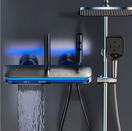 LED Digital Display Intelligent Thermostatic Copper Shower System Gun Gray Chrome Wall Mounted Rainfall Jet Soft Bath Faucet
LED Digital Display Intelligent Thermostatic Copper Shower System Gun Gray Chrome Wall Mounted Rainfall Jet Soft Bath Faucet