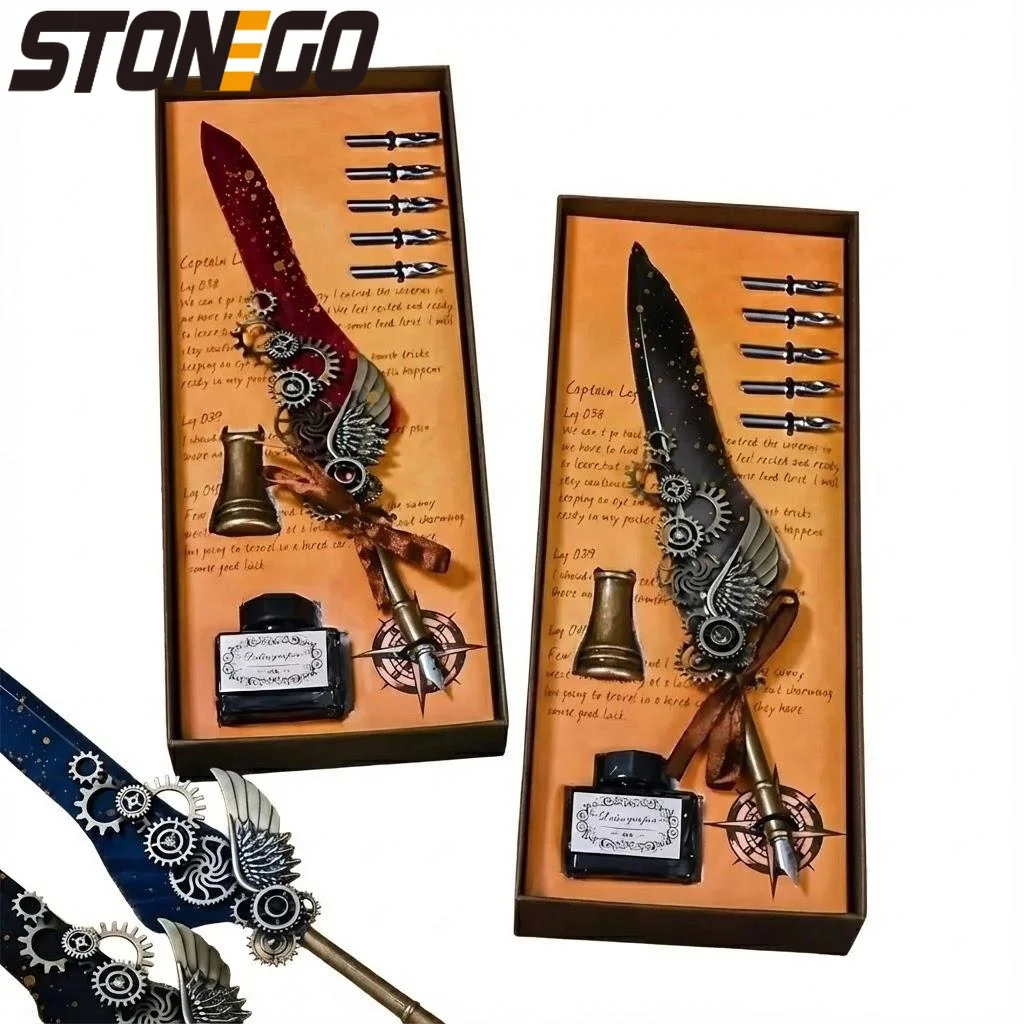 Набор ручек с винтажным дизайном крыльев и подставкой, классическая форма пера, каллиграфия, художественная подпись, ремесло, бутылка с чернилами 15 мл
Набор ручек с винтажным дизайном крыльев и подставкой, классическая форма пера, каллиграфия, художественная подпись, ремесло, бутылка с чернилами 15 мл