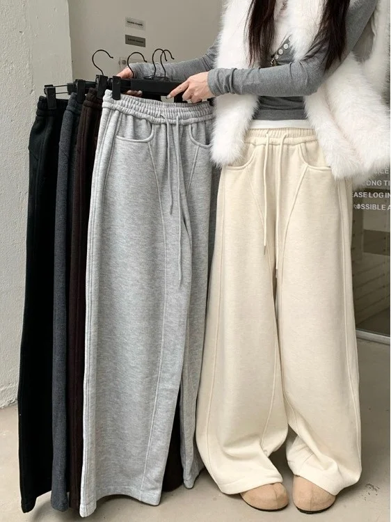 High Waist Fleece Lined Elastic Casual Pants Women Summer New Loose Slim Wide Leg Floor Length Pants Commute Style Pure Color
High Waist Fleece Lined Elastic Casual Pants Women Summer New Loose Slim Wide Leg Floor Length Pants Commute Style Pure Color
