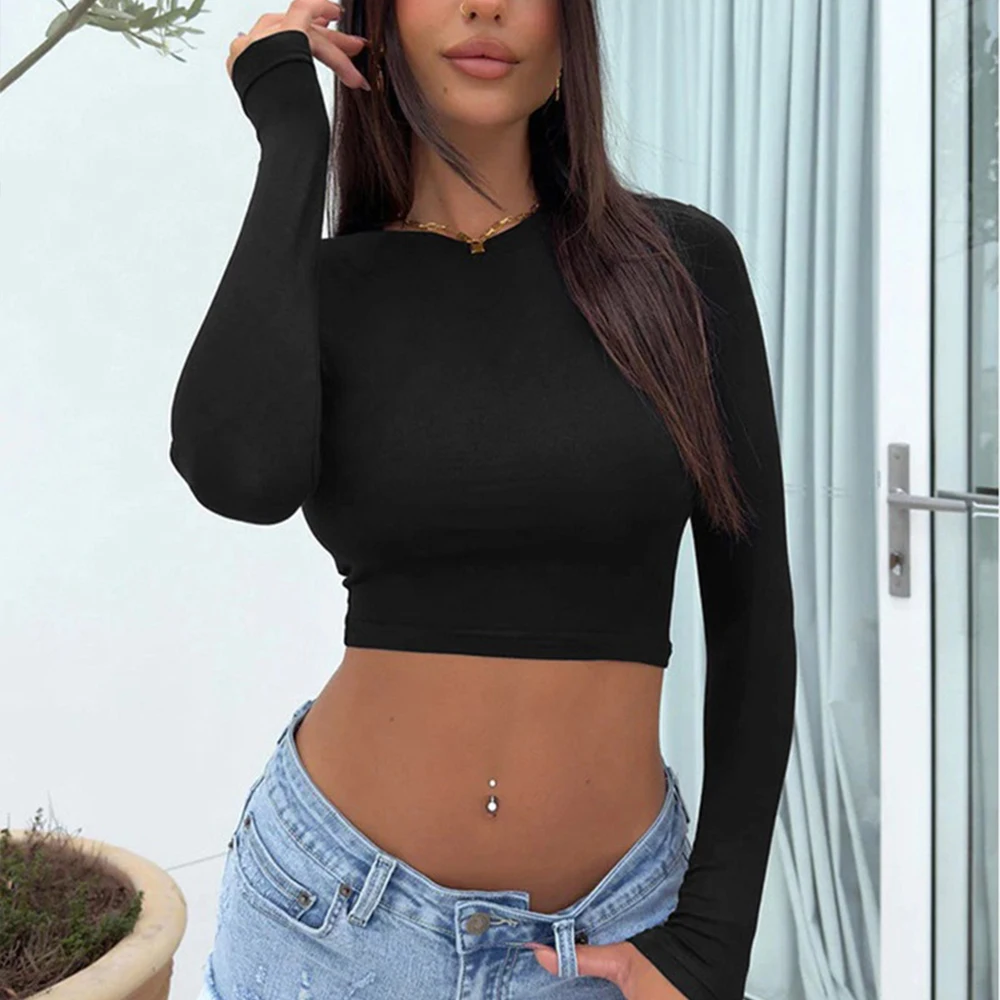 Women's Casual Bottoming Shirt 2024 Autumn Basic Solid Pullover O-Neck Slim Cotton Long Sleeve Crop Tops
Women's Casual Bottoming Shirt 2024 Autumn Basic Solid Pullover O-Neck Slim Cotton Long Sleeve Crop Tops
