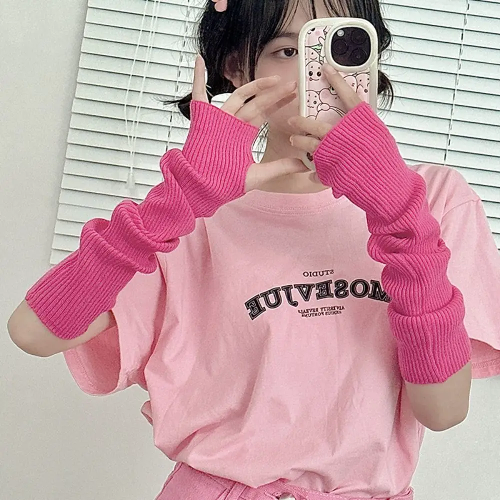 Elastic Dopamine Color Arm Warmers Solid Color Long Mittens Knitted Warm Sleeves Korean Style Sweet Fingerless Gloves Lolita
Elastic Dopamine Color Arm Warmers Solid Color Long Mittens Knitted Warm Sleeves Korean Style Sweet Fingerless Gloves Lolita