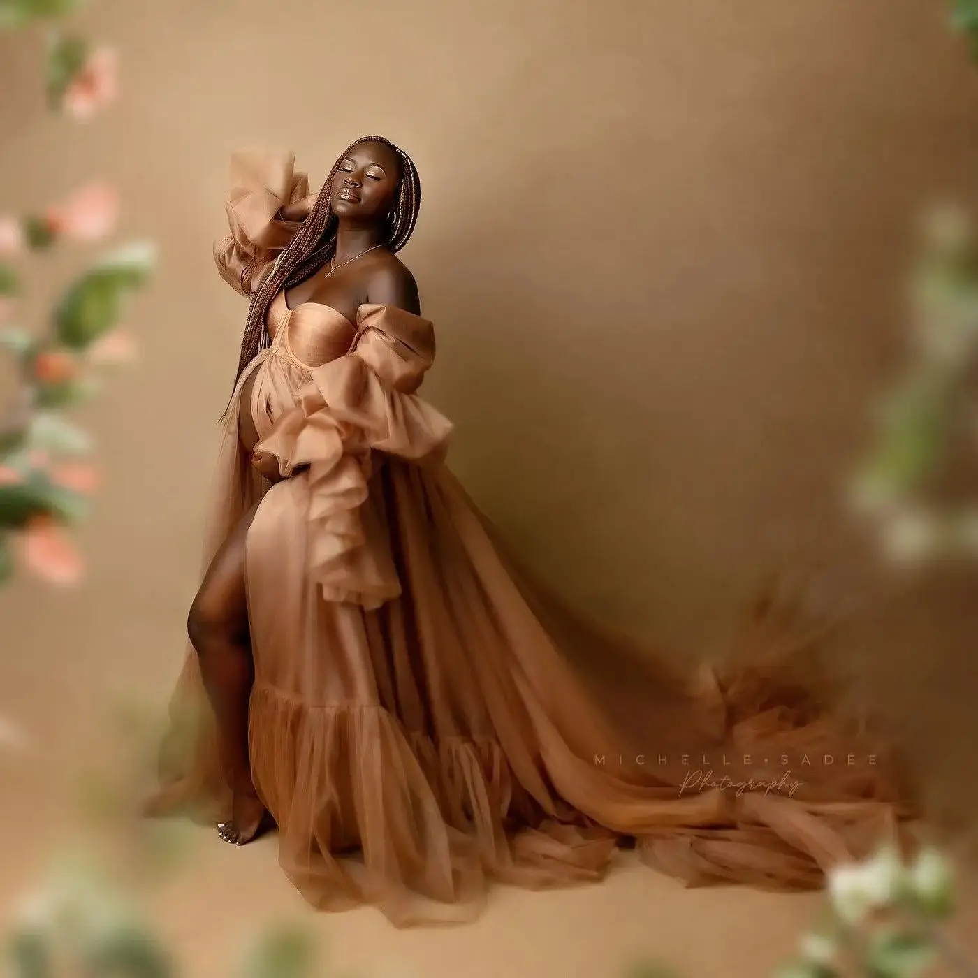 Sweetheart Prom Dresses Brown Custom Long Sleeves Empire Maternity Photoshoot Dress Elegant Boho Gowns for Baby Shower
Sweetheart Prom Dresses Brown Custom Long Sleeves Empire Maternity Photoshoot Dress Elegant Boho Gowns for Baby Shower