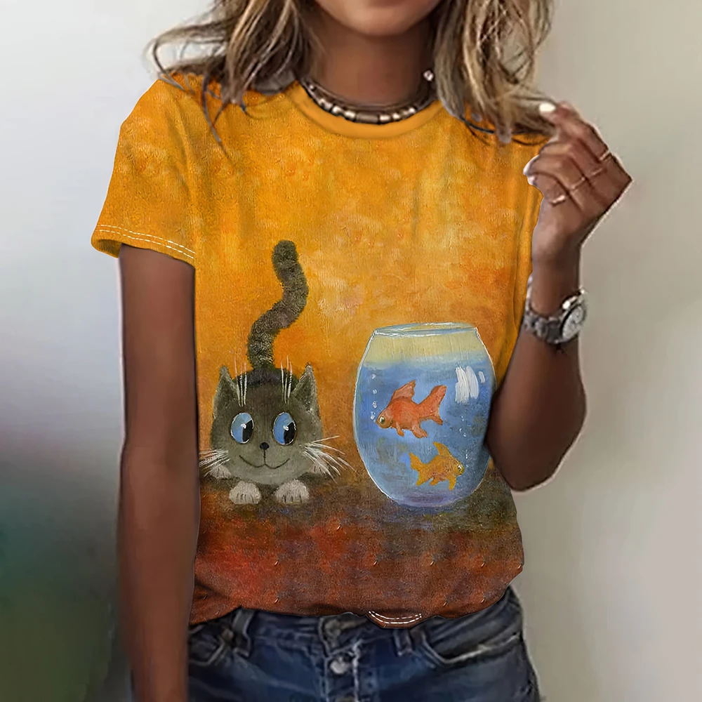 Cartoon Cat Women's T-Shirts Cute Animal 3d Print T-Shirt Harajuku Casual Short Sleeve Top Tee O Neck Oversized Female Clothing
Cartoon Cat Women's T-Shirts Cute Animal 3d Print T-Shirt Harajuku Casual Short Sleeve Top Tee O Neck Oversized Female Clothing