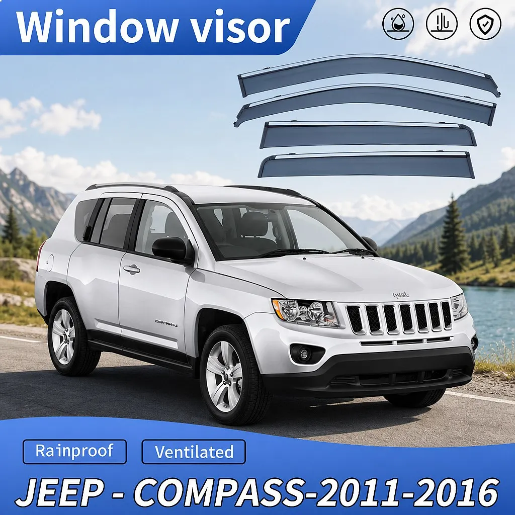 4Pcs Car Window Visor for Jeep Compass 2016-2017 Rain Sun Shade Awning Windshield Side Deflector Auto Accessories
4Pcs Car Window Visor for Jeep Compass 2016-2017 Rain Sun Shade Awning Windshield Side Deflector Auto Accessories