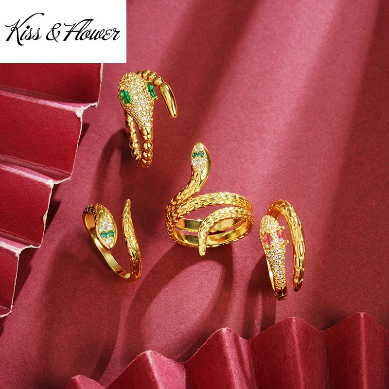 KISS&FLOWER Gold Snake Open Rings For Women Female Wedding Party Birthday Christmas Bride Mother Girlfriend Ladies Gifts RI229
KISS&FLOWER Gold Snake Open Rings For Women Female Wedding Party Birthday Christmas Bride Mother Girlfriend Ladies Gifts RI229